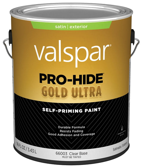 Valspar Pro-Hide Gold Ultra 6600 028.0066003.007 Latex Paint, Acrylic Base, Satin Sheen, Clear Base, 1 gal, Pack of 4