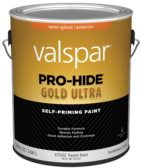 Valspar Pro-Hide Gold Ultra 6700 028.0067002.007 Latex Paint, Acrylic Base, Semi-Gloss Sheen, Pastel Base, 1 gal, Pack of 4