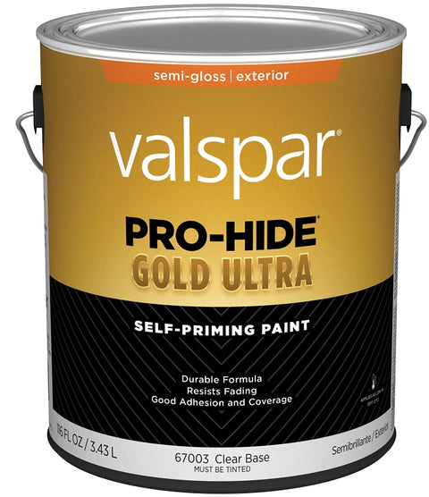Valspar Pro-Hide Gold Ultra 6700 028.0067003.007 Latex Paint, Acrylic Base, Semi-Gloss Sheen, Clear Base, 1 gal, Pack of 4