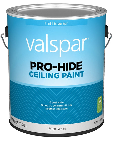 Valspar Pro-Hide 16028 028.0016028.007 Ceiling Paint, Flat, White, 1 gal, Metal Pail, Latex Base, Pack of 4
