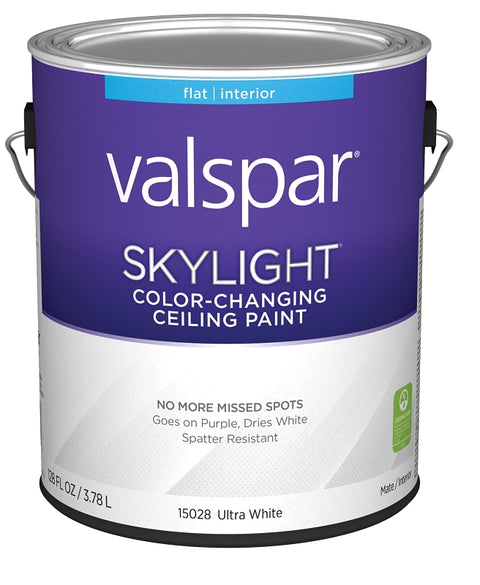 Valspar Skylight 15028 028.0015028.007 Ceiling Paint, Flat, Ultra White, 1 gal, Metal Pail, Latex Base, Pack of 4