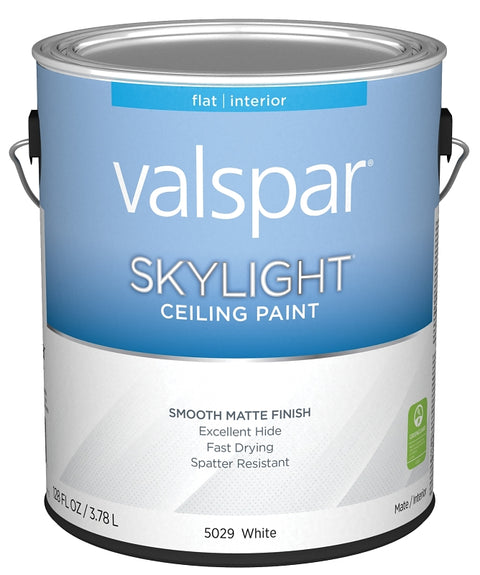 Valspar Skylight 5029 028.0015029.007 Ceiling Paint, Flat, White, 1 gal, Metal Pail, Latex Base, Pack of 4