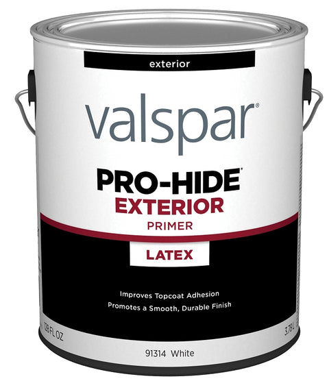 Valspar PRO-HIDE 91314 Series 028.0091314.007 Exterior Primer, White, 1 gal, Metal Pail, Pack of 4
