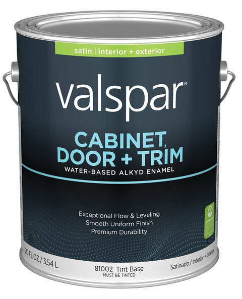 Valspar 8100 028.0081002.007 Cabinet, Door and Trim Paint Enamel, Water Base, Satin Sheen, Tint Base, 1 gal, Pack of 4