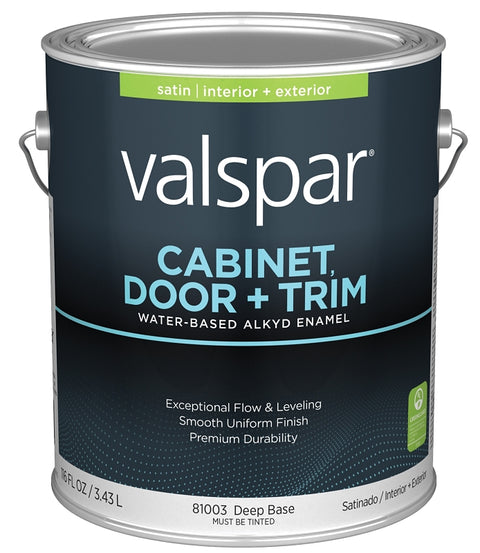 Valspar 8100 028.0081003.007 Cabinet, Door and Trim Paint Enamel, Water Base, Satin Sheen, Deep Base, 1 gal, Pack of 4