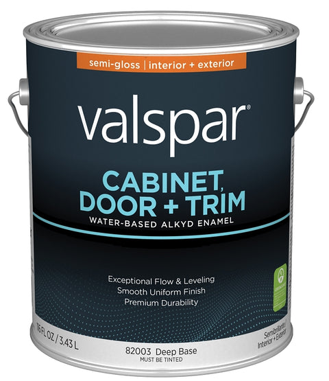 Valspar 8200 028.0082003.007 Cabinet, Door and Trim Paint Enamel, Water Base, Semi-Gloss Sheen, Deep Base, 1 gal, Pack of 4