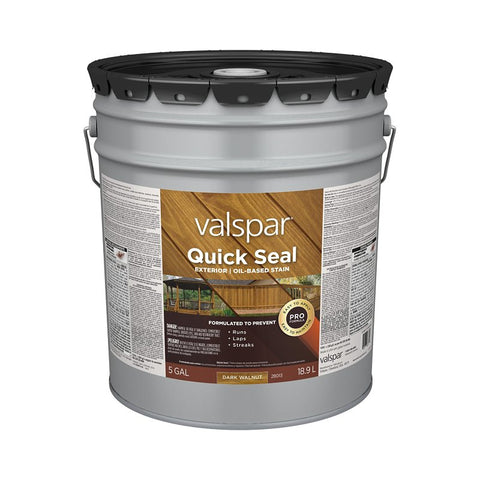Valspar Quick Seal VL1028013-20 Exterior Stain, Semi-Transparent, Dark Walnut, Liquid, 5 gal
