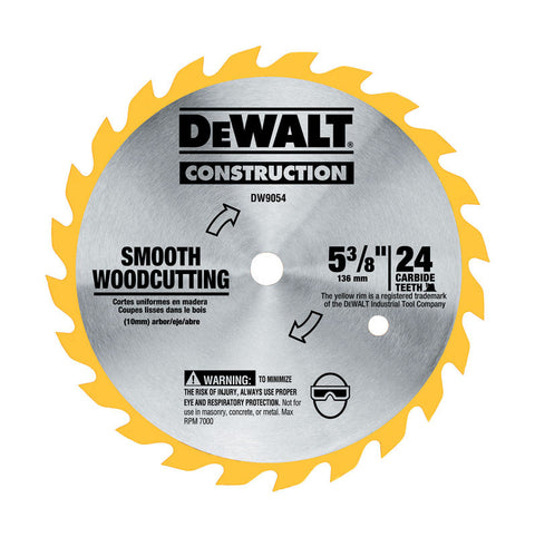 DeWalt 5-3/8 in. Dia. 24 teeth Carbide Tip Circular Saw Blade For Framing