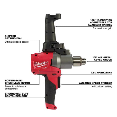 Milwaukee M18 FUEL 1/2 in. Brushless Mud Mixer Tool Only