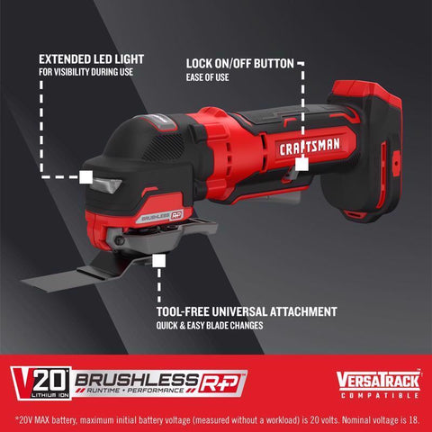 Craftsman V20 BRUSHLESS RP Cordless Oscillating Multi-Tool Tool Only