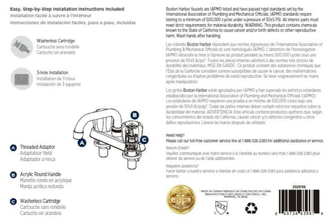 Boston Harbor FL010003CP Laundry Faucet, 2 gpm, 2-Faucet Handle, 3-Faucet Hole, Metal/Plastic, Chrome Plated