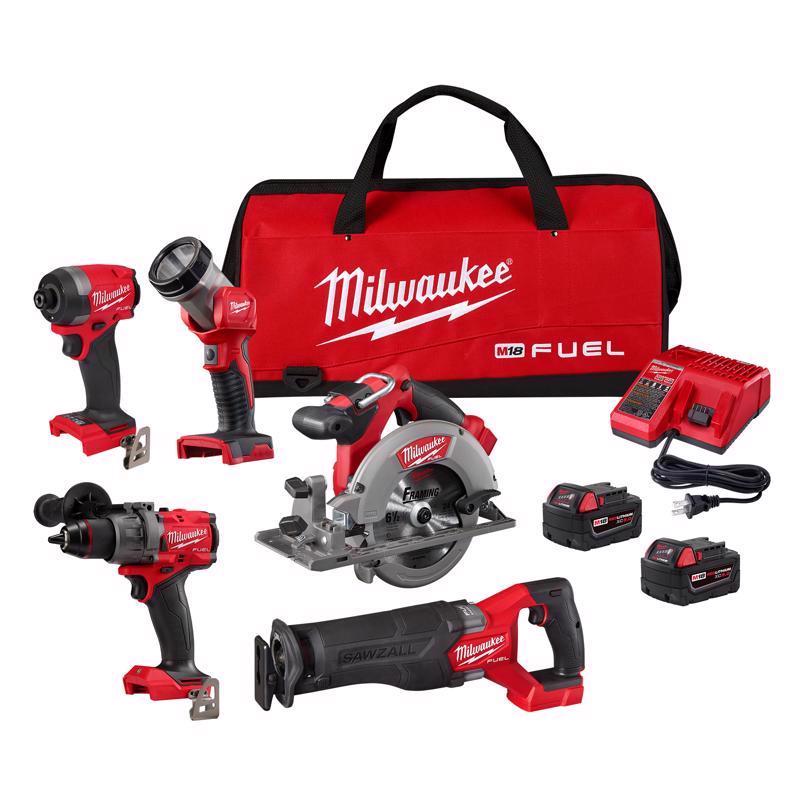 Milwaukee M18 FUEL Cordless Brushless 5 Tool Combo Kit – Shell Lumber ...