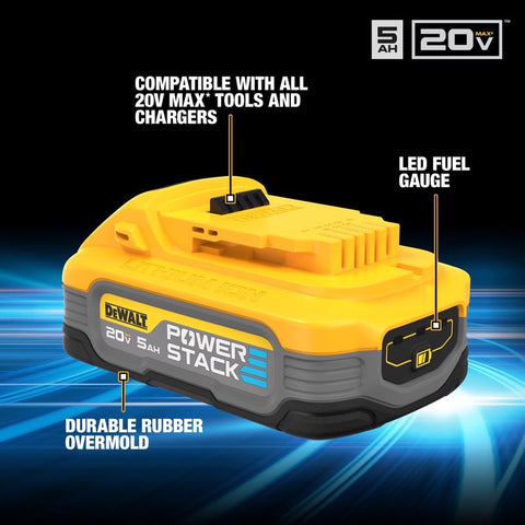 DeWalt 20V MAX XR POWERSTACK DCBP520C 5 Ah Lithium-Ion Battery and Charger Starter Kit