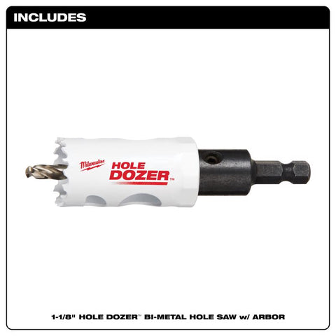 Milwaukee Hole Dozer 1-1/8 in. Bi-Metal Hole Saw with Arbor and Pilot Bit 1 pk, Pack of 2