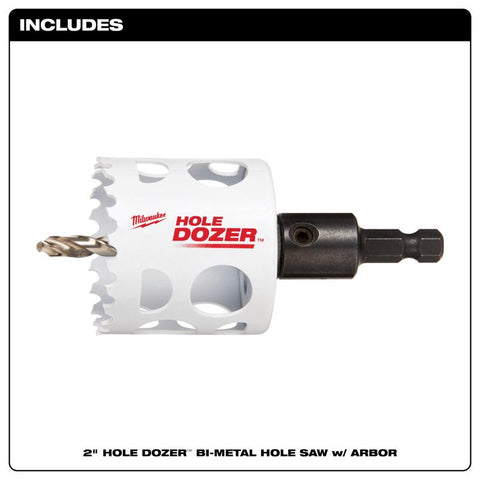 Milwaukee Hole Dozer 2 in. Bi-Metal Hole Saw with Arbor and Pilot Bit 1 pk, Pack of 2