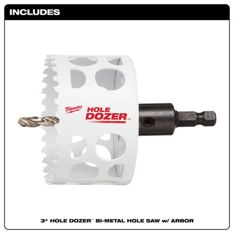 Milwaukee Hole Dozer 3 in. Bi-Metal Hole Saw with Arbor and Pilot Bit 1 pk, Pack of 2