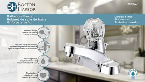 Boston Harbor F4510042CP Lavatory Faucet, 1.2 gpm, 1-Faucet Handle, 3-Faucet Hole, Metal/Plastic, Chrome Plated