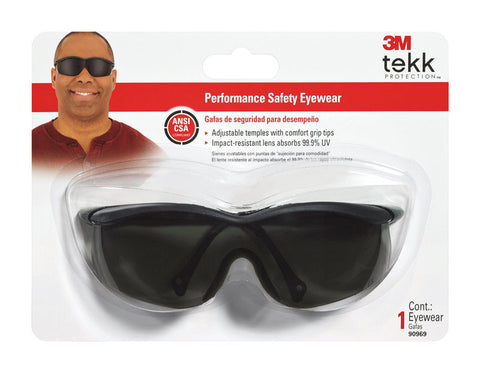 3M Tekk Multi-Purpose Safety Glasses Antifog Gray Lens Black Frame Carded