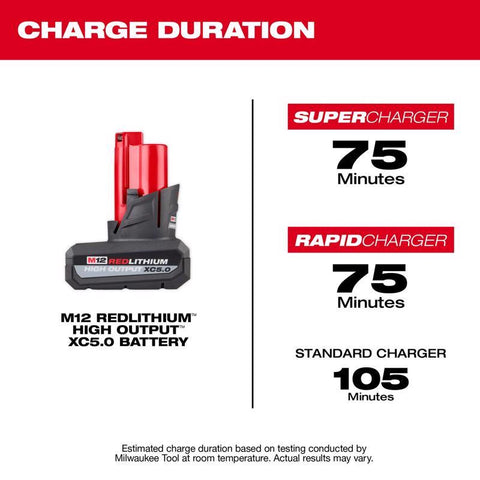Milwaukee M12 RedLithium XC 5 Ah Lithium-Ion High Output Battery Pack 1 pc