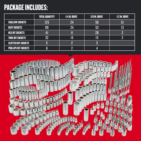 Craftsman 1/4 & 3/8 & 1/2 in. drive SAE 6 and 12 Point Socket Set 299 pc
