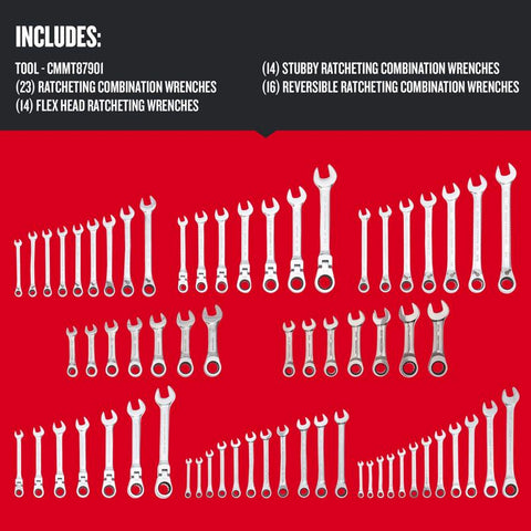 Craftsman Metric and SAE Ratcheting Box Wrench Set 67 pc