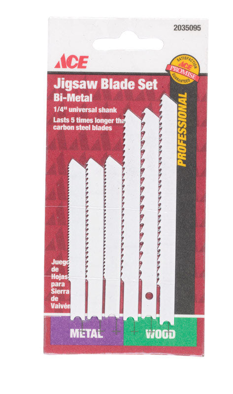 Ace Bi-Metal U-Shank Jig Saw Blade Set 6 pk