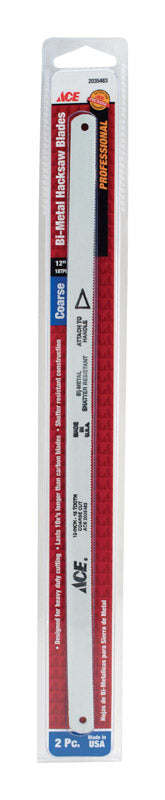 Ace 12 in. Bi-Metal Hacksaw Blade 18 TPI 2 pk