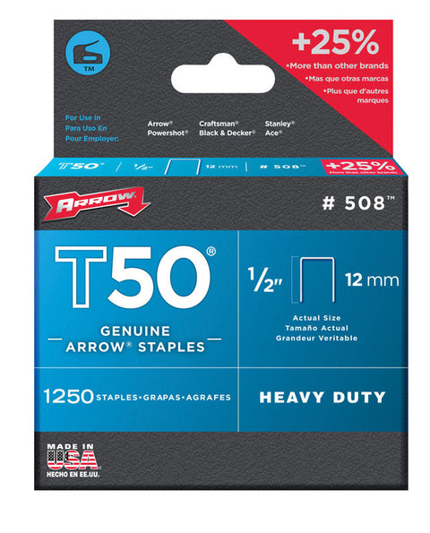 Arrow T50 Wide Heavy Duty Staples Gray 1/2 in. L
