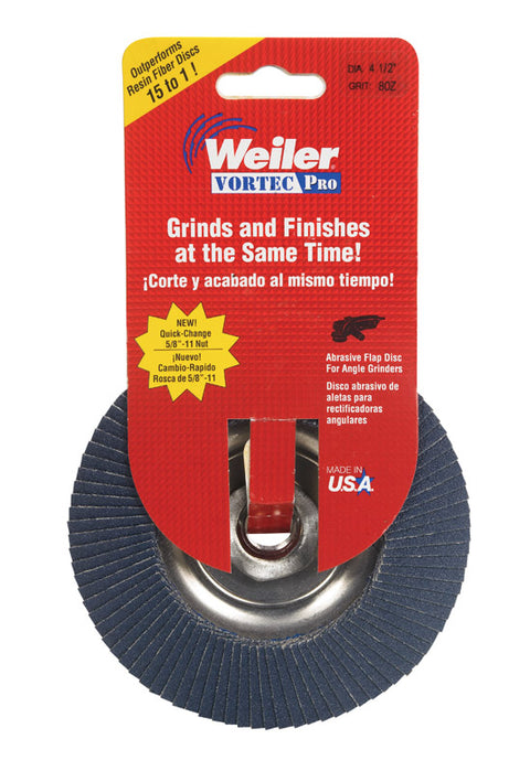 Weiler 4-1/2 in. Dia. x 7/8 in. Zirconium Flap Disc 80 Grit