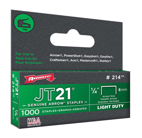 Arrow JT21 Wide Light Duty Staples Gray 1/4 in. L