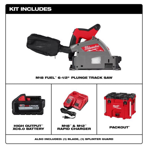 Milwaukee M18 FUEL M18 6 amps 6-1/2 in. Cordless Brushless Plunge Track Saw Kit (Battery & Charger)