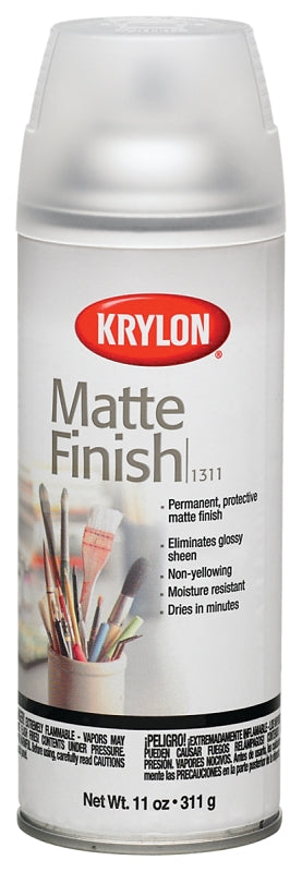 Krylon K01311007 Spray Paint, 11 oz Can, 15 to 18 sq-ft Coverage Area, Solvent Base, Matte, Clear