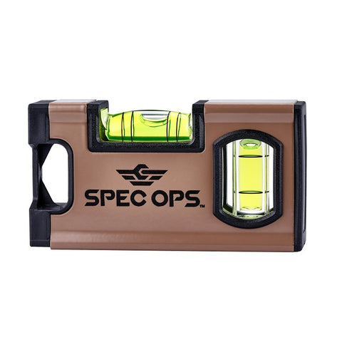 Spec Ops SPEC-PLEVEL Magnetic Pocket Level, 4 in L, 2-Vial, Magnetic, Aluminum, Black/Flat Dark Earth