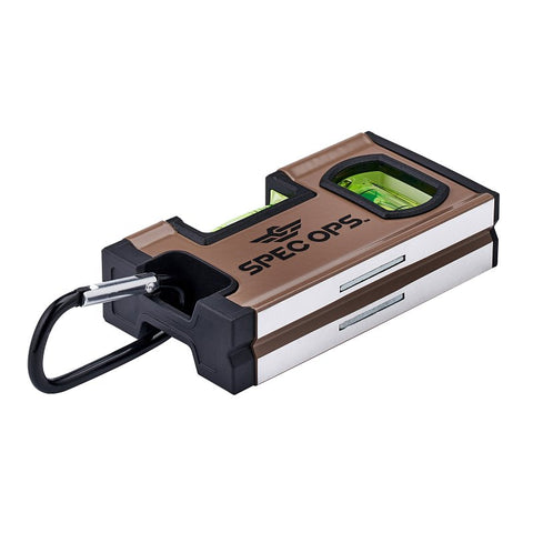 Spec Ops SPEC-PLEVEL Magnetic Pocket Level, 4 in L, 2-Vial, Magnetic, Aluminum, Black/Flat Dark Earth