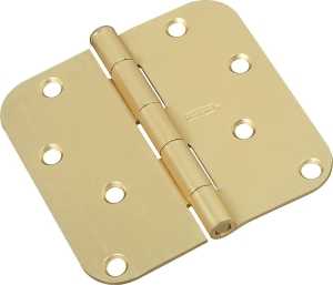 National Hardware N830-225 Door Hinge, Steel, Satin Brass, Non-Rising, Removable Pin, Full-Mortise Mounting, 50 lb