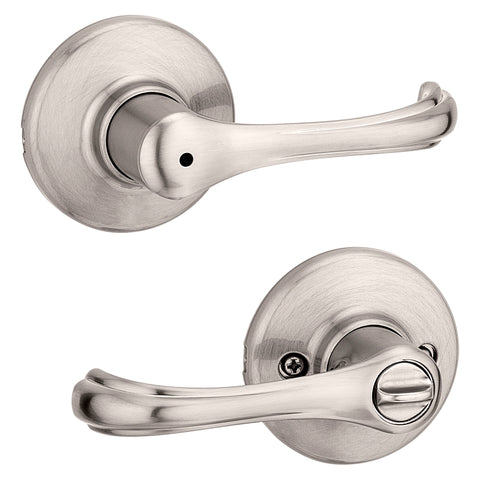 Kwikset 300DNL 15 Privacy Lever, Turnbutton Lock, Satin Nickel, Zinc, Residential, Re-Key Technology: SmartKey, 3 Grade
