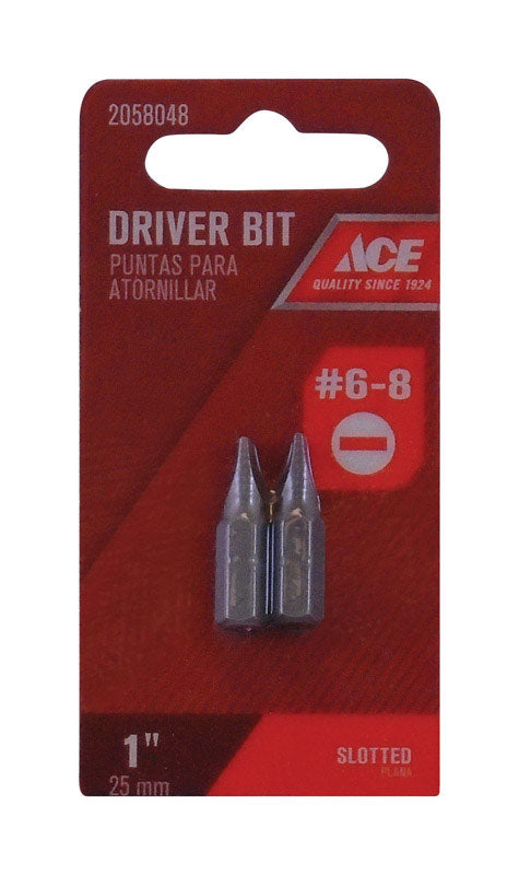Ace #6-8 Slotted Screwdriver Bit 1/4 in. Dia. x 1 in. L 2 pc.
