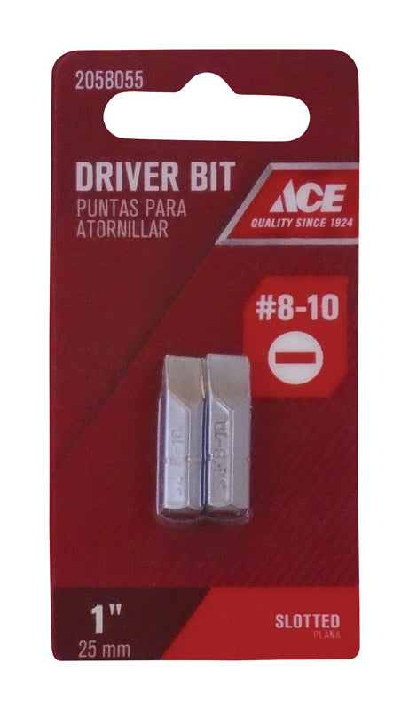 Ace #8-10 Slotted Screwdriver Bit 1/4 in. Dia. x 1 in. L 2 pc.