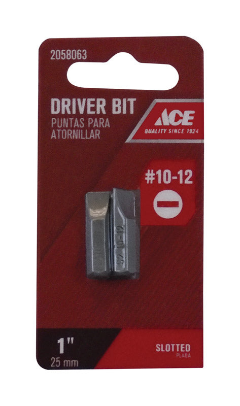 Ace #10-12 Slotted Screwdriver Bit 1/4 in. Dia. x 1 in. L 2 pc.