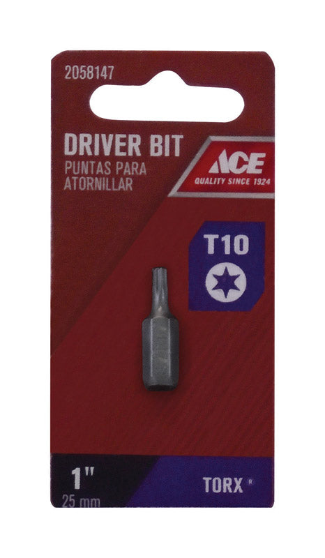 Ace T10 Torx Screwdriver Bit 1/4 in. Dia. x 1 in. L 1 pc.