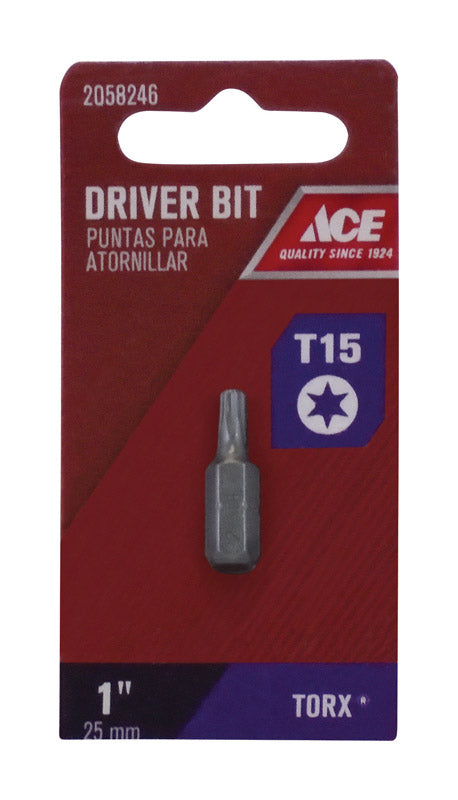 Ace T15 in. Torx Screwdriver Bit 1/4 in. Dia. x 1 in. L 1 pc.