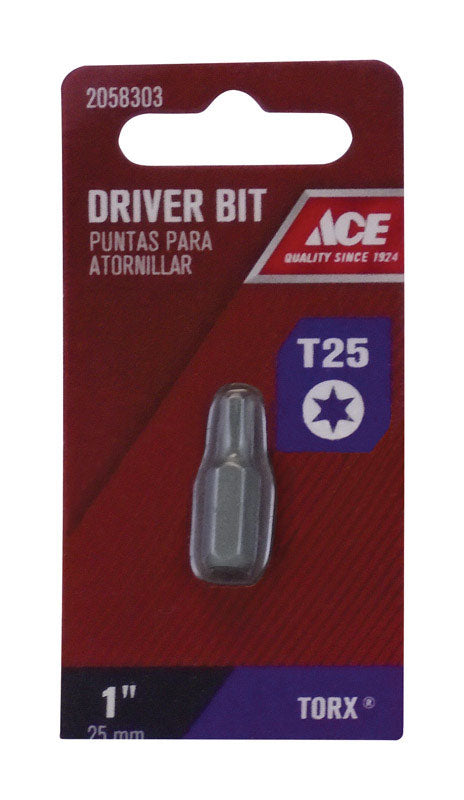 Ace T25 Torx Screwdriver Bit 1/4 in. Dia. x 1 in. L 1 pc.