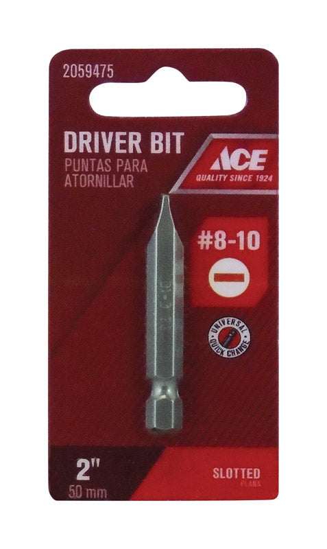 Ace #8-10 Slotted Screwdriver Bit 1/4 in. Dia. x 2 in. L 1 pc.