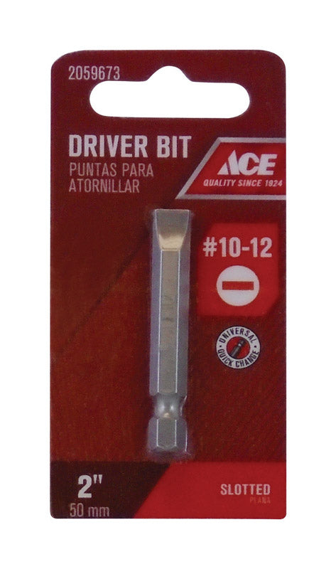 Ace #10-12 in. Slotted Screwdriver Bit 1/4 in. Dia. x 2 in. L 1 pc.