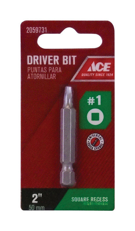 Ace #1 in. Square Screwdriver Bit 1/4 in. Dia. x 2 in. L 1 pc.
