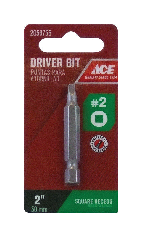 Ace #2 in. Square Screwdriver Bit 1/4 in. Dia. x 2 in. L 1 pc.