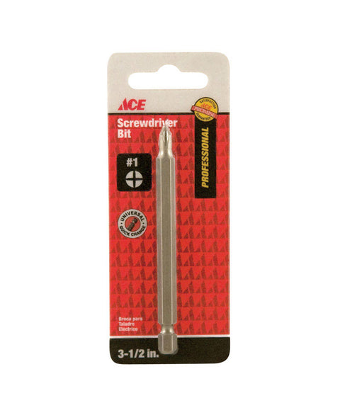 Ace #1 Phillips Screwdriver Bit 1/4 in. Dia. x 3-1/2 in. L 1 pc.