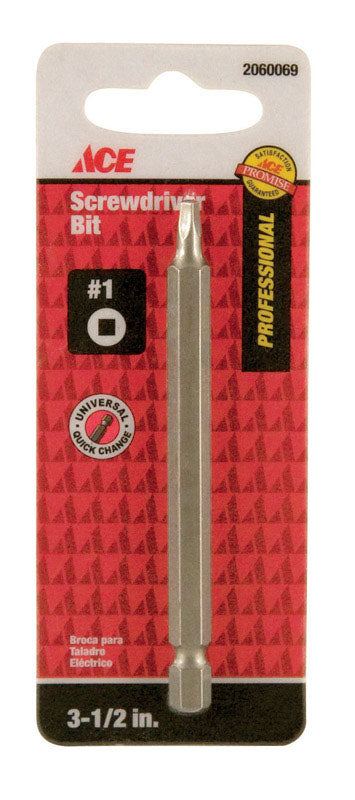 Ace #1 in. Square Screwdriver Bit 1/4 in. Dia. x 3-1/2 in. L 1 pc.
