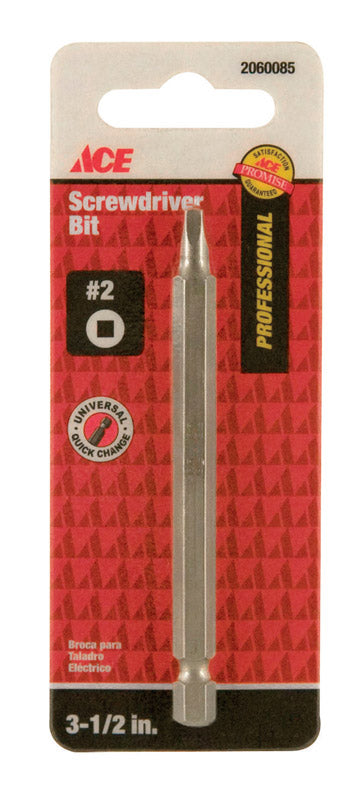 Ace #2 Square Screwdriver Bit 1/4 in. Dia. x 3-1/2 in. L 1 pc.