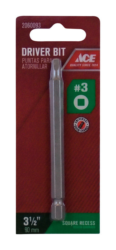 Ace #3 in. Square Screwdriver Bit 1/4 in. Dia. x 3-1/2 in. L 1 pc.
